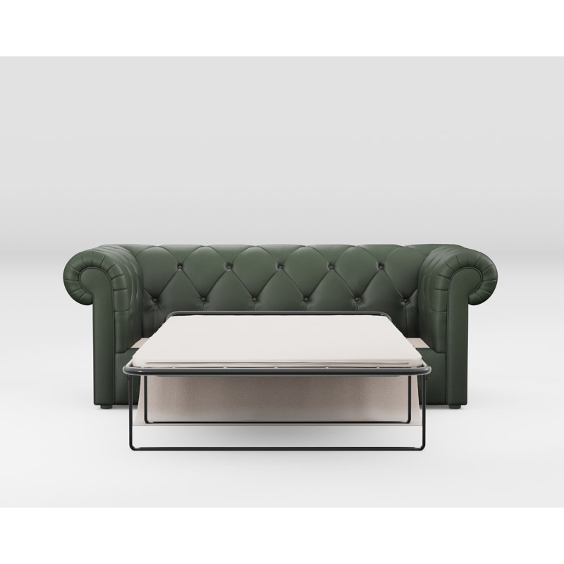 Melrose 3 Seater Leather Sofa Bed, Hunter Green