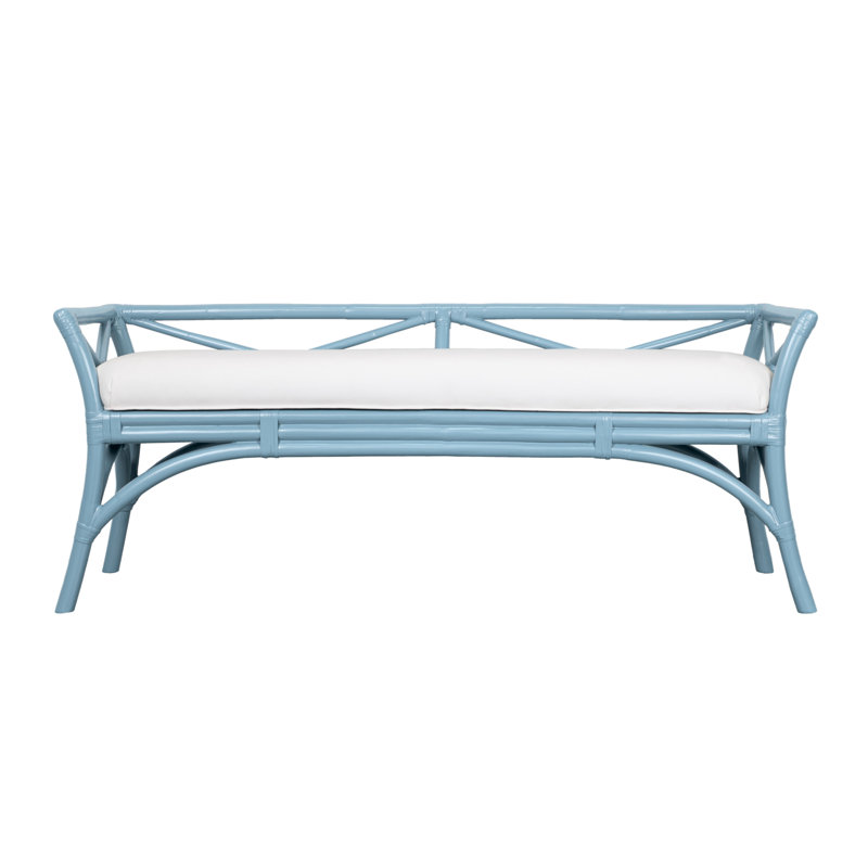 Wicker Bench, Pool Blue