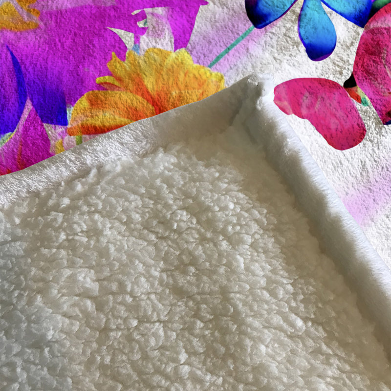 Throw Blanket, 68" W x 80" L, Floral/Abstract, Purple/Pink/Orange/Blue
