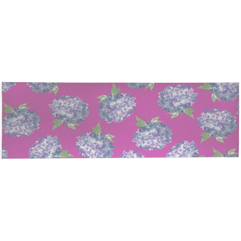 Hydrangea Love Decorative Outdoor Rug, Pink, Runner 2'6" x 8'