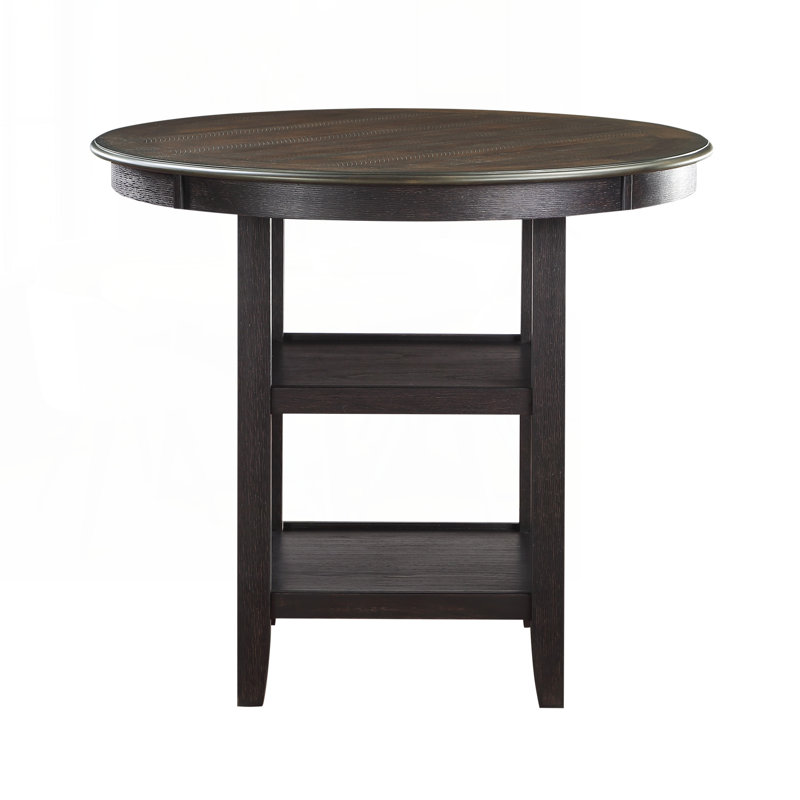 Table de salle à manger à hauteur de comptoir 1 pièce brun et noir avec 2 tablettes