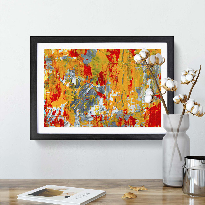 Abstract Art Painting Vol.217 by S.Johnson - Picture Frame Painting Print, Black Framed, 27cm H x 36cm W x 2cm D