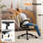 Oil-Waxed Leather Swivel Chair With Flip-Up Armrests-974970031