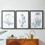 Antique Botanical in Blue IV - reproduction encadrée sur mesure de qualité supérieure - 3 pièces-309958160-309958174
