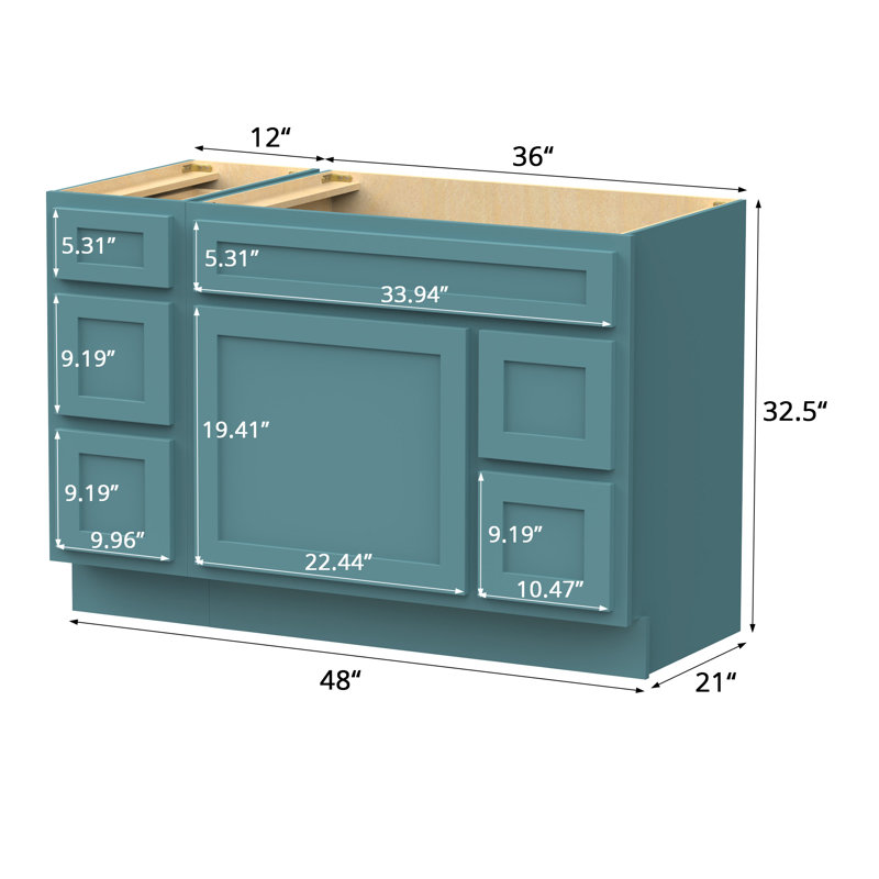 48'' Single Bathroom Vanity Base Only, Teal