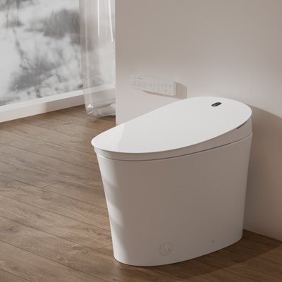 AQUATIZ Smart Toilet with Bidet Built-In - All-in-One Intelligent Toilet with Automatic Opening/Closing Lid, Heated Seat, Night Light & Backup Power, No Plumbing Renovation Required