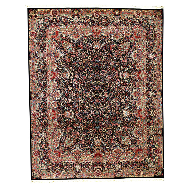 Tapis rectangulaire en laine noué à la main