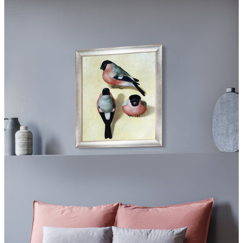 Trois bouvreuils, reproduction d'art encadrée, H 28 po x l 24 po x P 2 po, Cadre rustique Spencer