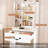 Modern Mini Dressing Table With Adjustable Brightness Led - Lit Mirror, Smart Storage, Multi Tier Proof Shelves And White Padded Stool For Bedroom Decor Mirror Hidden Compartments, Stool, Brightness,