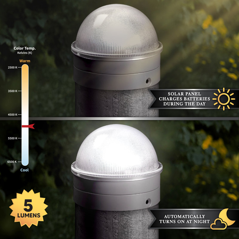 Low Voltage Integrated LED Fence Post Cap Light 3 In. X 3 In. with Base Adapter Included, Silver