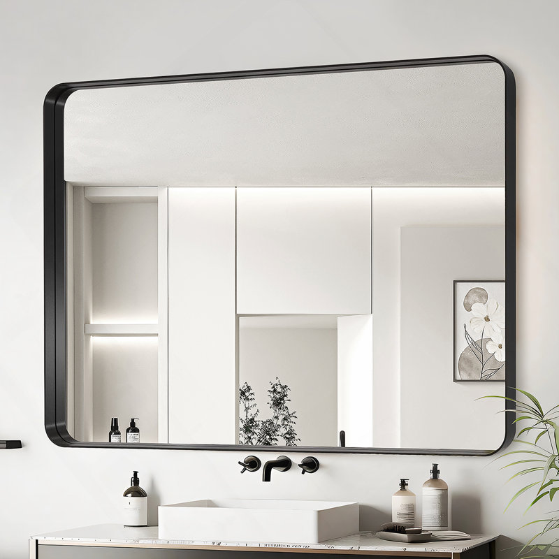 Miroir de salle de bain 40X36, 36 po x 40 po, Noir