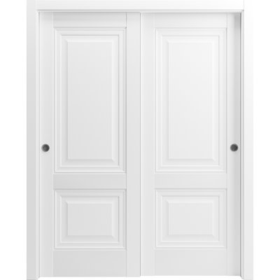 Portes coulissantes de placard avec quincaillerie Lucia 8831 Blanc Soie Rails robustes Moulures Garnitures Ensemble Cuisine Lumière Bois Massif Portes de Placard Chambre - 84" x 80" (2* 42x80)