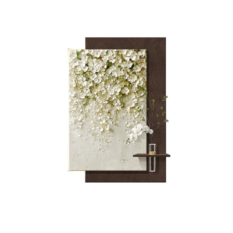 Blanc, art mural rectangulaire en grès café, H 27,56 po x l 19,69 po