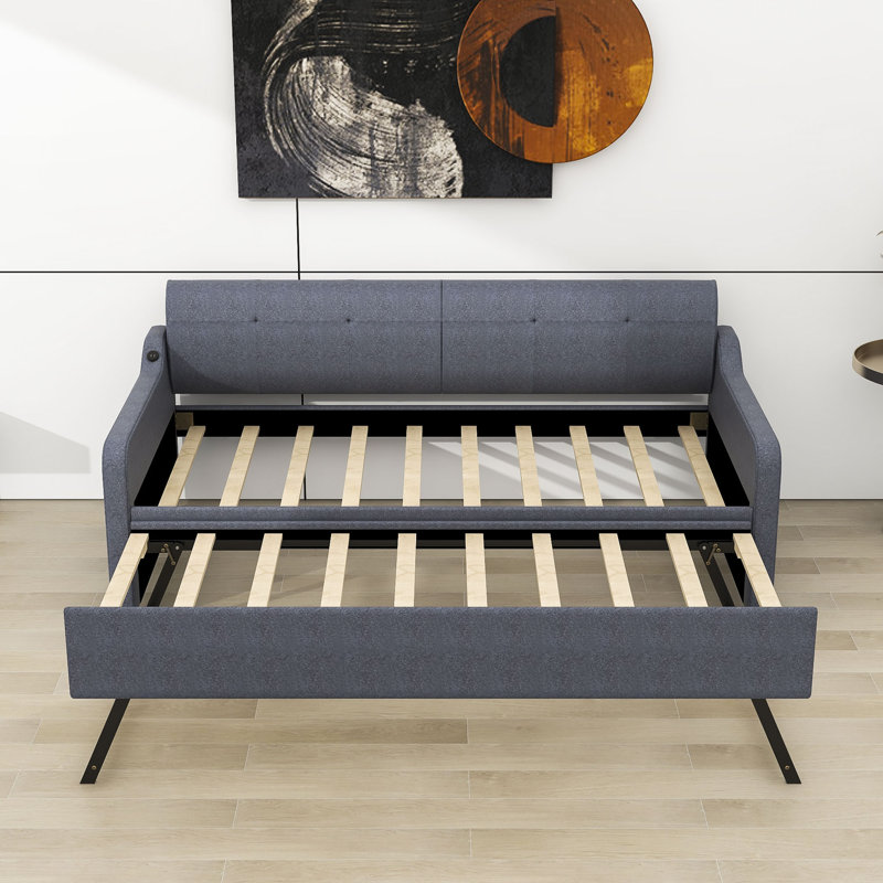 Lit de jour simple avec couchette Chasan, Gris