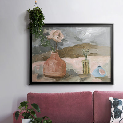 Vase de fleurs roses I, reproduction d'art sur toile
