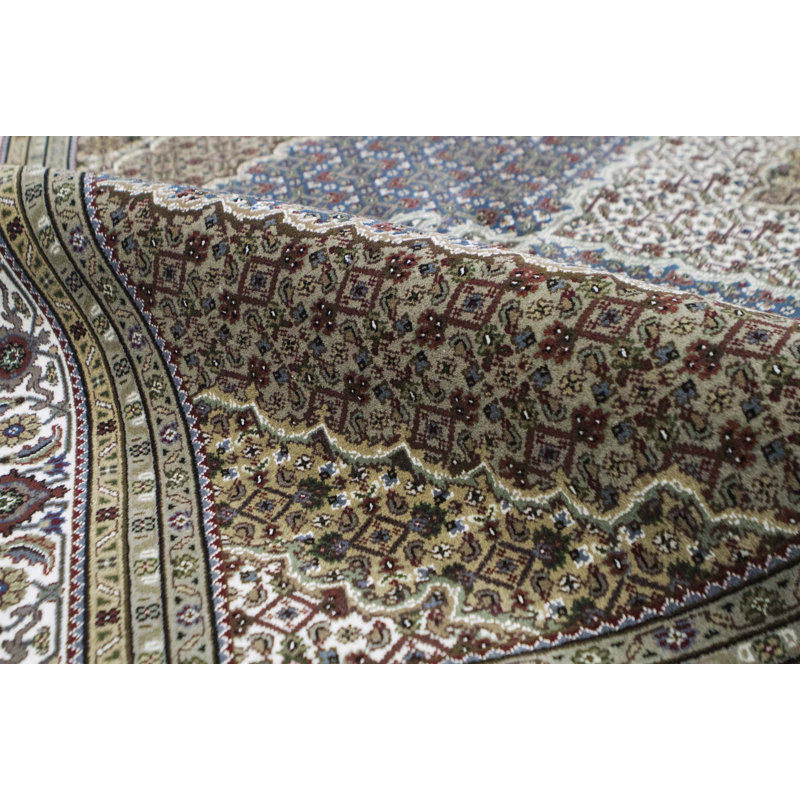 Hand-Knotted High-Quality Navy and Ivory Area Rug
