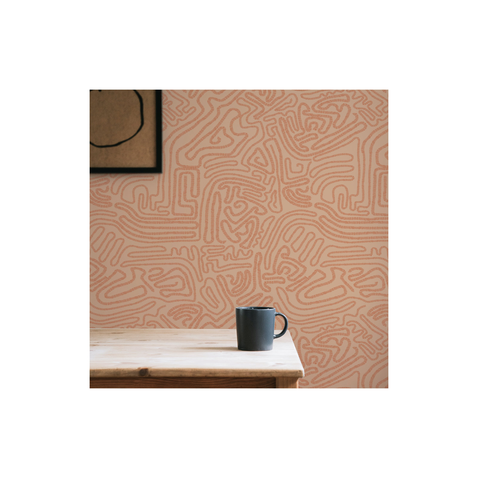 Sketch Peel and Stick Wallpaper, Orange
