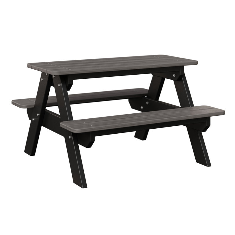Table de pique-nique rectangulaire pour enfants Berlin Gardens, Driftwood Gray Top/Black Base