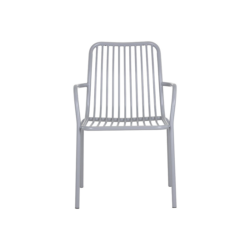 Oglethorpe Steel Outdoor Stacking Dining Armchair, Silver
