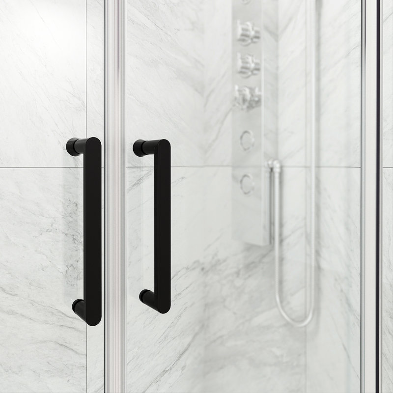 VIGO Paloma 56"–60" W x 74" H Semi-Frameless Double Sliding Shower Door in Matte Black with Clear Tempered Glass, Black