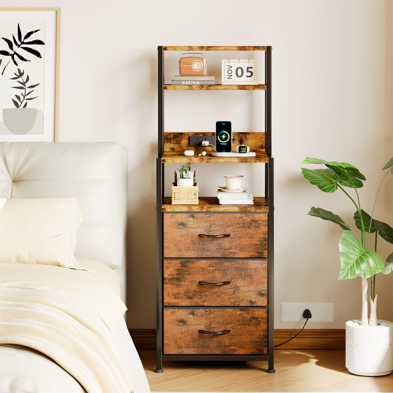 41cm W Metal Bedside Table, Brown