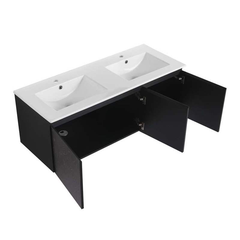 Meuble-lavabo double 47,6 po avec plateau en céramique Baela