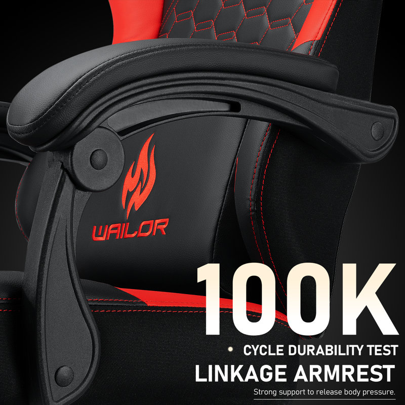 Red and Black Ergonomic Gaming Chair with Massage and Footrest