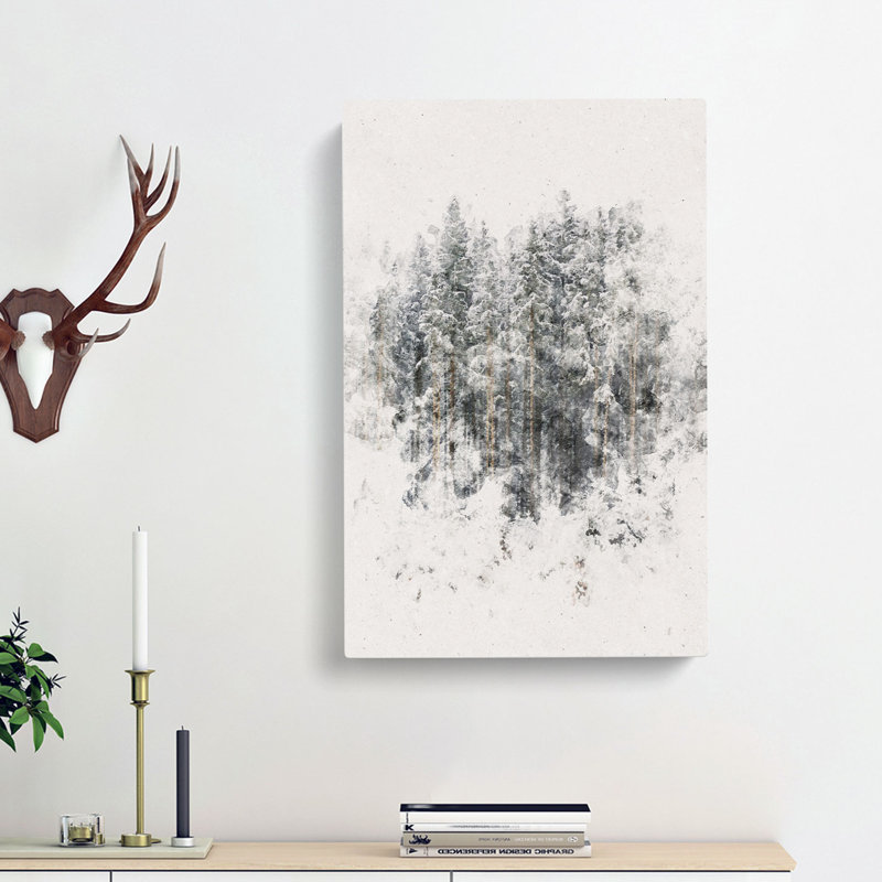 View Of A Winter Forest - Wrapped Canvas Painting, 50cm H x 35cm W x 3cm D