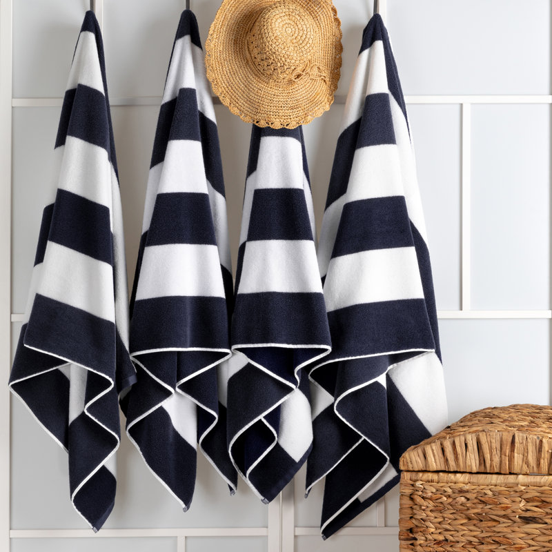 Ensemble de serviettes de plage 100% coton 4 pièces Safdie & Co., Bleu