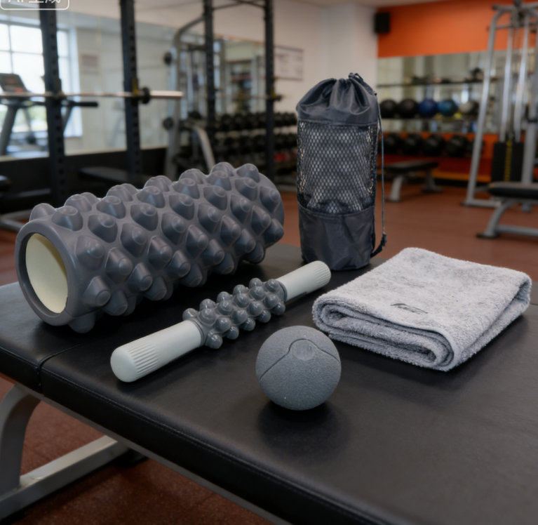 Ensemble de rouleaux en mousse 3-en-1, bâtons de massage, balles de massage, bandes de résistance pour massage des muscles profonds, déclenchement des points de déclenchement, pilates, yoga (gris)