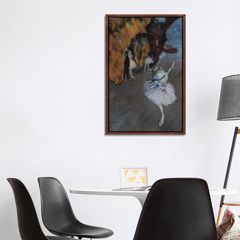 Frog Star by Melinda Copper - Painting on Canvas, 101.6cm H x 66.04cm W x 3.81cm D, Classic Brown Wood Framed