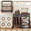 Grand support pour tourne-disque avec station de charge, 2 tiroirs en tissu, tablette réglable brun rustique et gris
