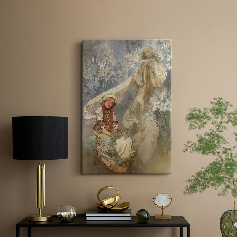 Madone des Lys - Toile tendue avec châssis par Alphonse Mucha, 8 x 12