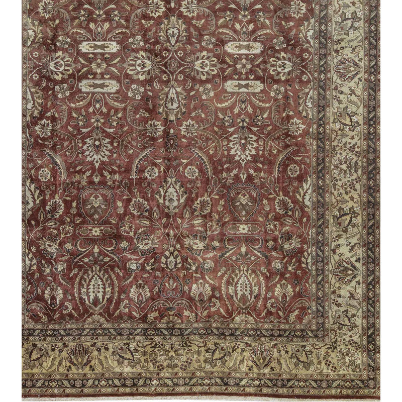 Tapis rouille et ivoire de haute qualité noué à la main