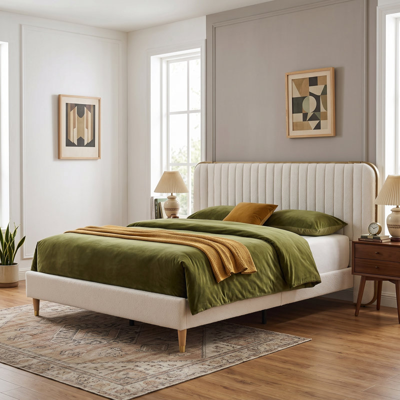 Lit tapissier capitonné Modern, Double, Blanc