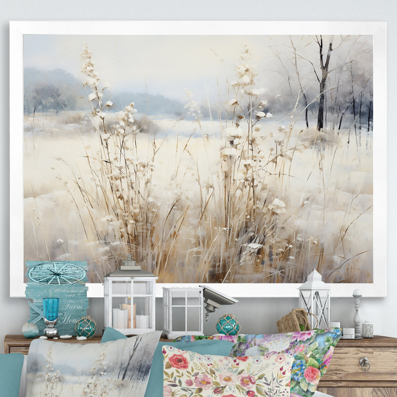 «Winter Meadow View calmness I», reproduction sur toile, H 20 po x l 12 po x P 1 po, Cadre d'angle fermé blanc