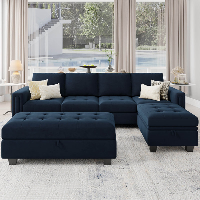 Canapé modulaire rembourré Shavera, Bleu