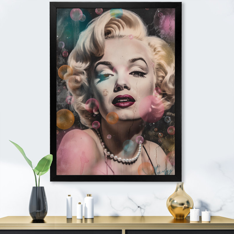 Rétro Marilyn Manroe sur toile, H 32 po x l 24 po x P 1 po, Cadre photo noir