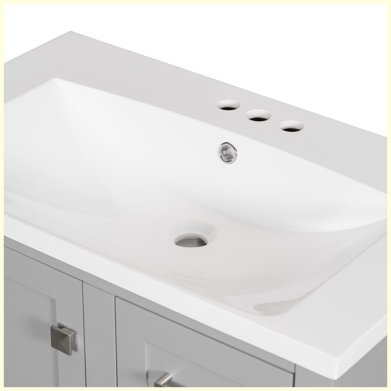 Ensemble d'armoire de salle de bain moderne avec lavabo et 3 tiroirs Modern, Gris