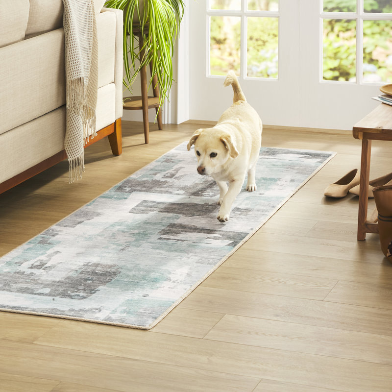 EVERWASH Haven Abstract Colorblock Machine Washable Rug with AirFlo Technology, Blue Multi, 8'x10', 8 x 10