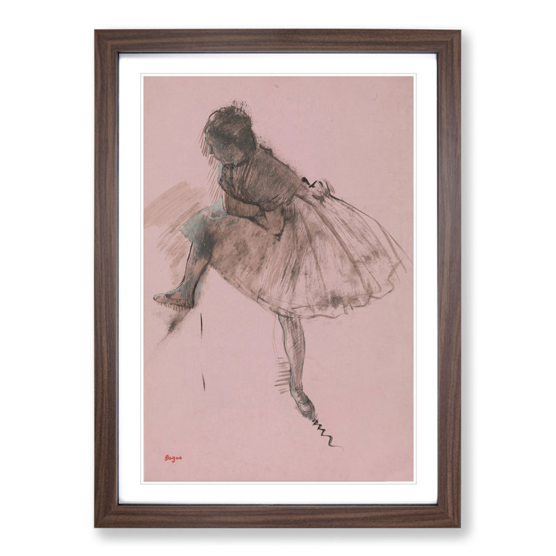 Study of a Ballet Ballerina Dancer Vol.1 by Edgar Degas - Framed Print, 65cm H x 48cm W x 2cm D, Walnut Framed