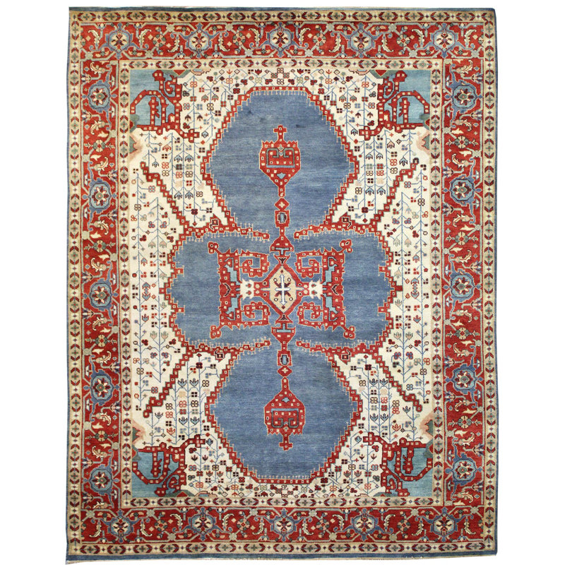 Tapis ivoire noué à la main de conception unique 9 pi 1 po x 11 pi 10 po New Age Serapi