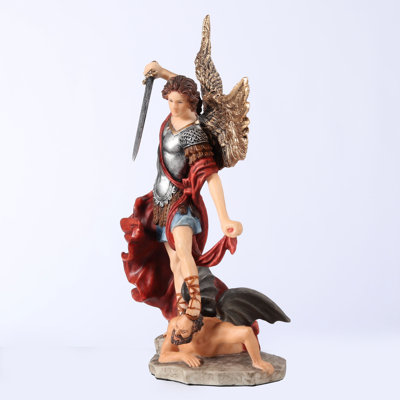 6.3 inches Height Polyresin  Archangel Saint Michael Vanquishing Demon Multicolor Finish Figurine