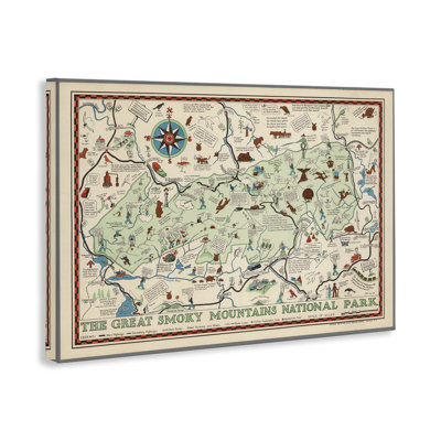 Great Smoky Mountains Map Canvas Wall Art by Stellar Design Studio