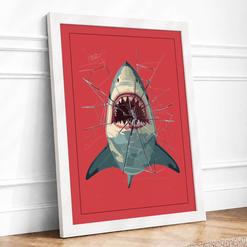 Shark Confrontation Modern - Print, A2 - 59.4 x 42.0 cm, White