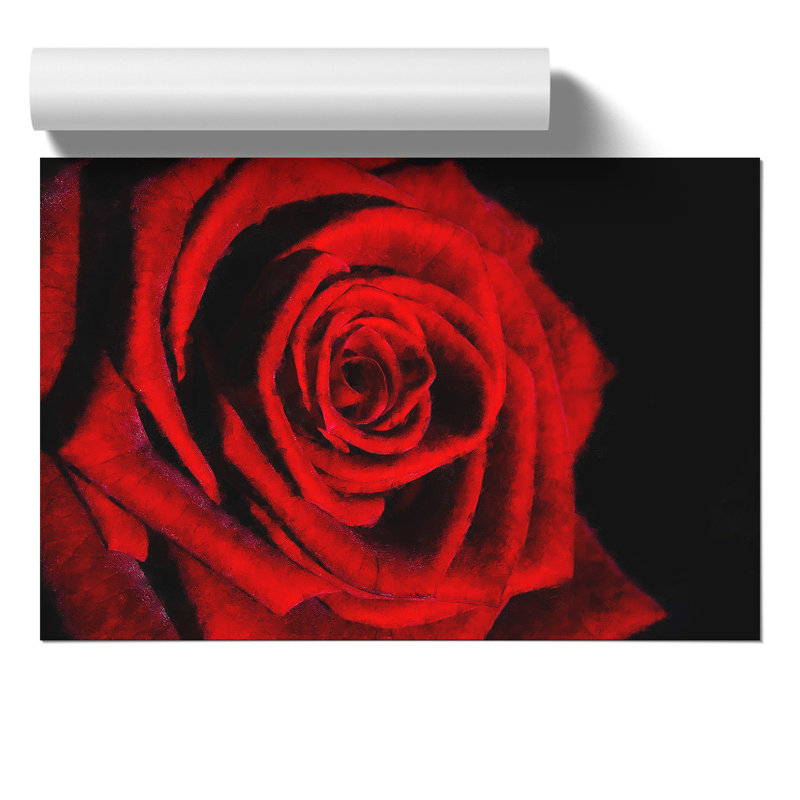 Red Rose Flower Painting - Frameless Print, 30cm H x 42cm W x 0.1cm D