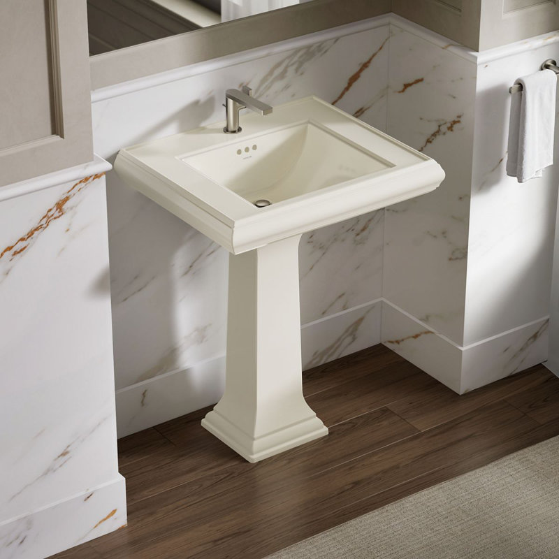 Memoirs Classic 27-1/4" rectangular pedestal bathroom sink, Biscuit, Single Hole