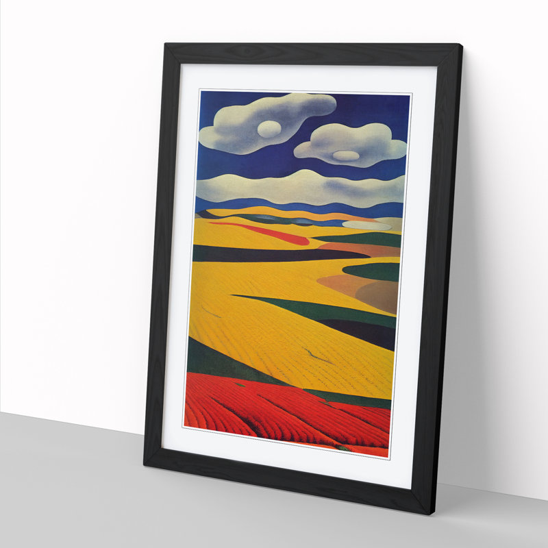 Wheat Field Impressionism Vol.2 - Single Picture Frame Print, Black, 64cm H x 46cm W x 2cm D