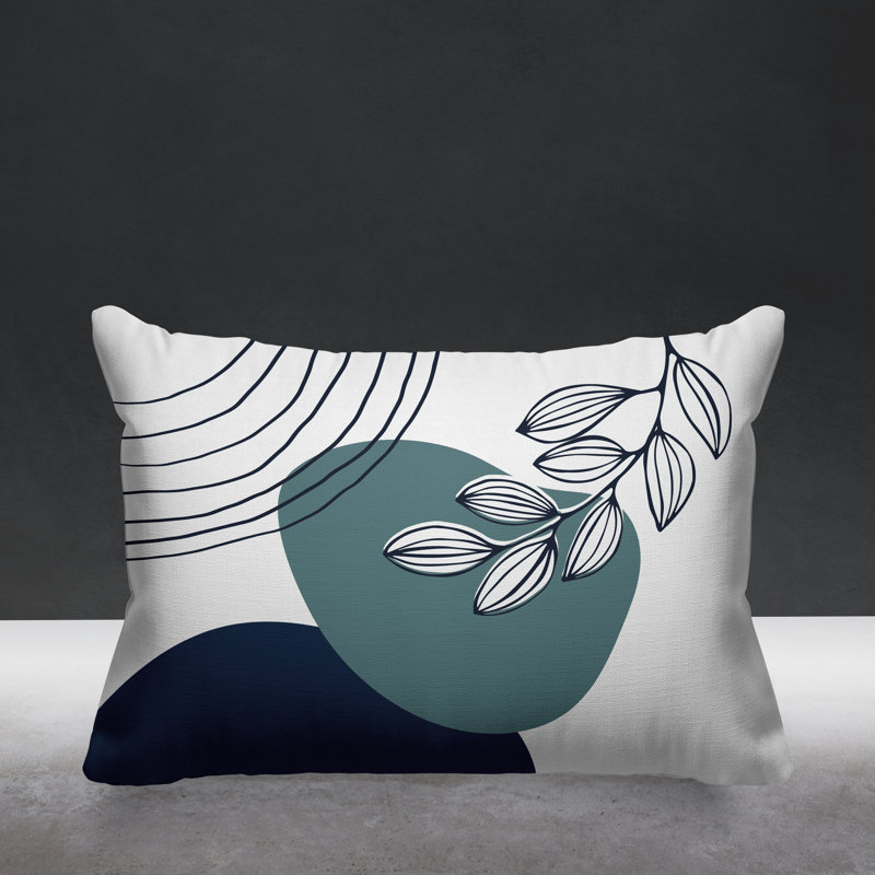 Coussin intérieur / extérieur Lupita, Turquoise / bleu marine