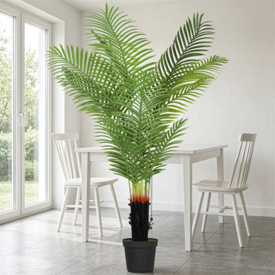 150 cm H Faux Palm Tree Plant in Cement Freestanding Planter